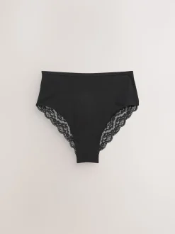 Noir - Lot de 4 culottes en coton et dentelle