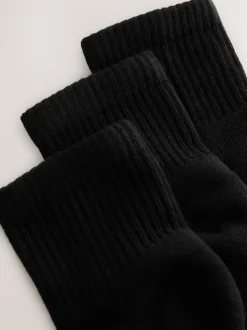 Noir - Lot de 3 paires de chaussettes courtes côtelées à semelle coussinée avec soutien de la voûte plantaire