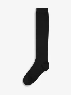 Noir - Lot de 2 paires de chaussettes hauteur genou en modal