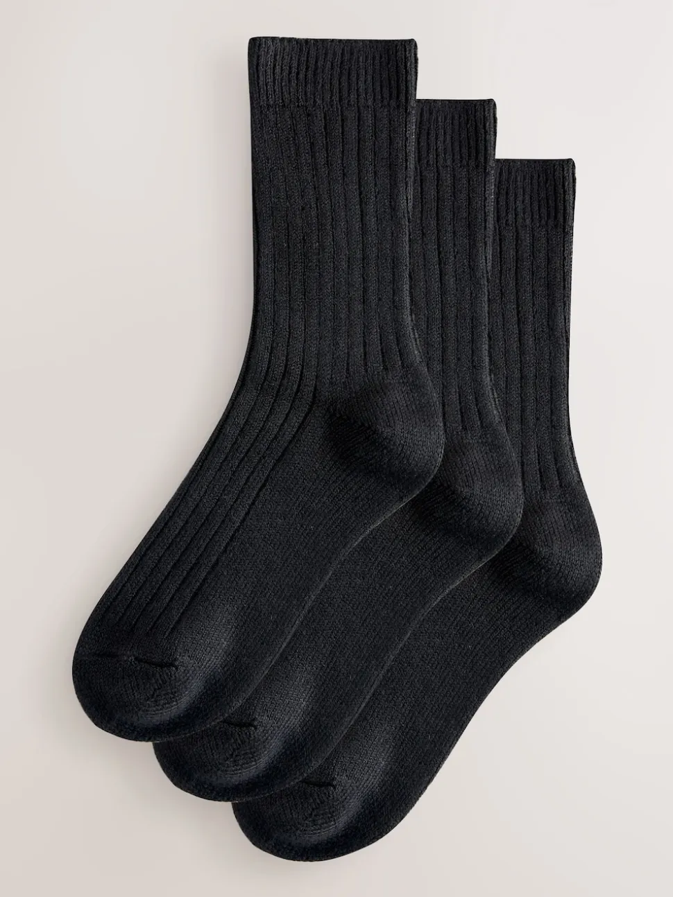 Noir - Lot de 3 paires de chaussettes côtelées à poignée chaude