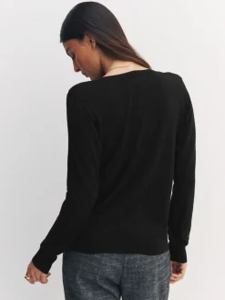 Noir - Lot de 2 pulls riches en coton doux à col en V