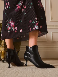 Noir - Love & Roses bottes élégantes en Faux Cuir à Kitten heel et bout pointu