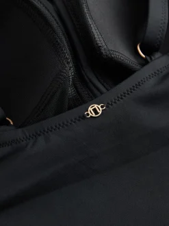 Noir - Maillot de bain à col montant avec trou de serrure et contrôle du ventre