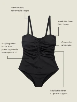Noir - Maillot de bain DD+ Bandeau Gulmy Control filaire