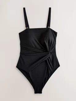 Noir - Maillot de bain Twist Bandeau Tummy Control
