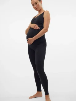 Noir - Mamalicious Leggings de maternité sans coutures