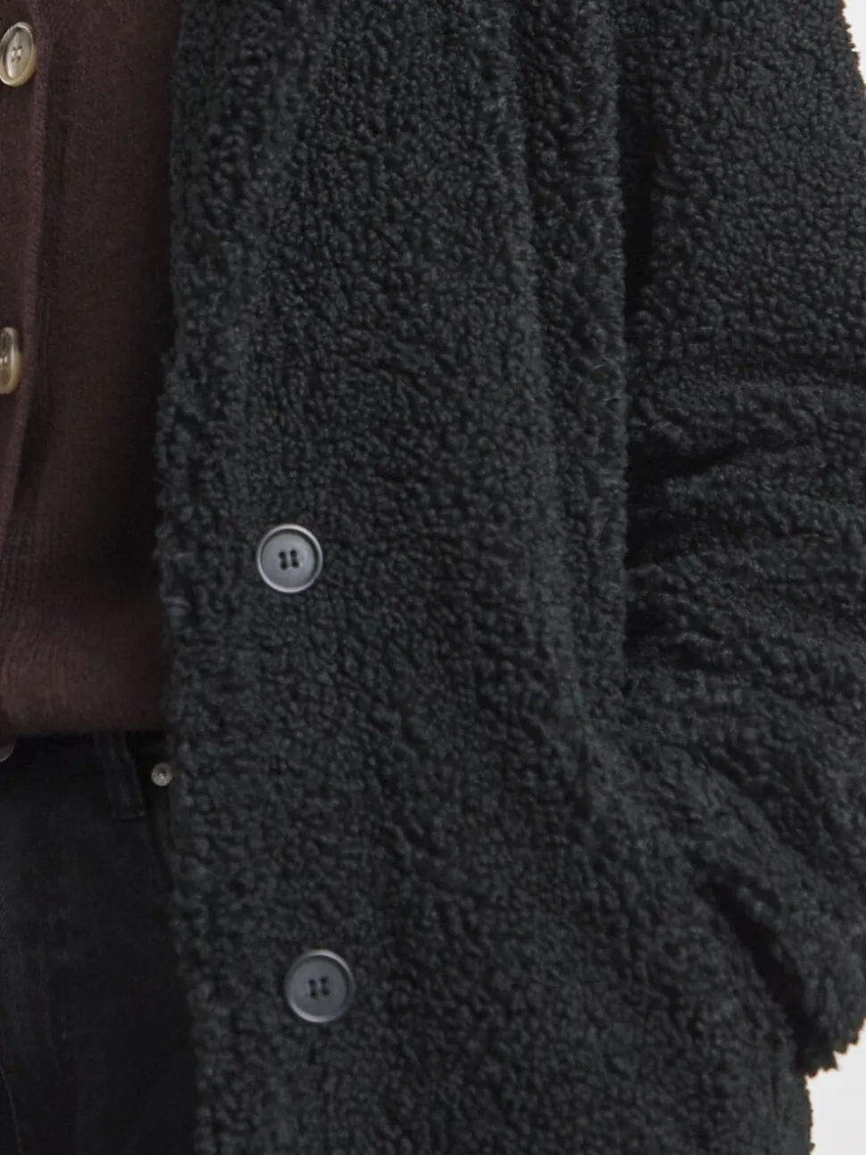 Noir - Manteau JD Williams boutonné en imitation peau de mouton