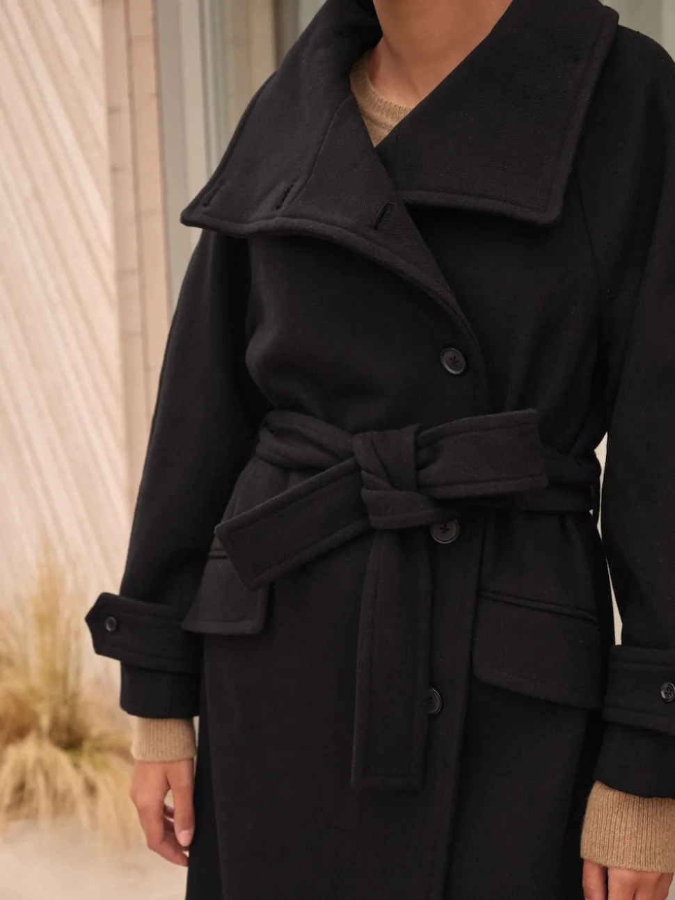 Noir - Manteau N. Premium en entonnoir