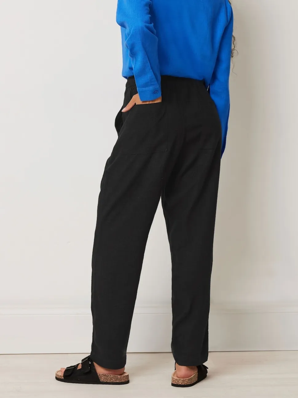 Noir - M&Co Petites tailles Lin Joggers