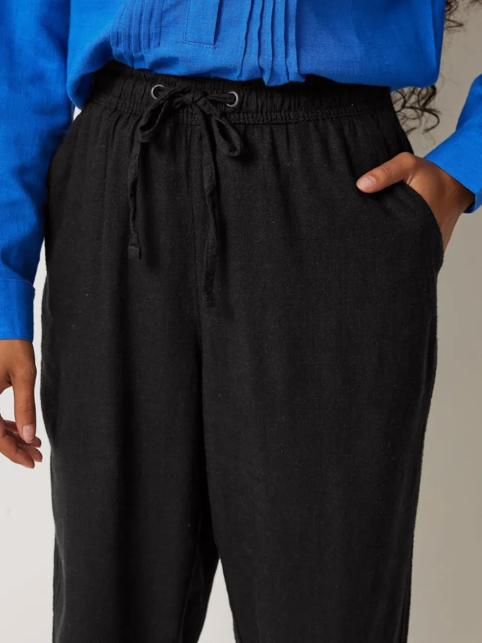 Noir - M&Co Petites tailles Lin Joggers