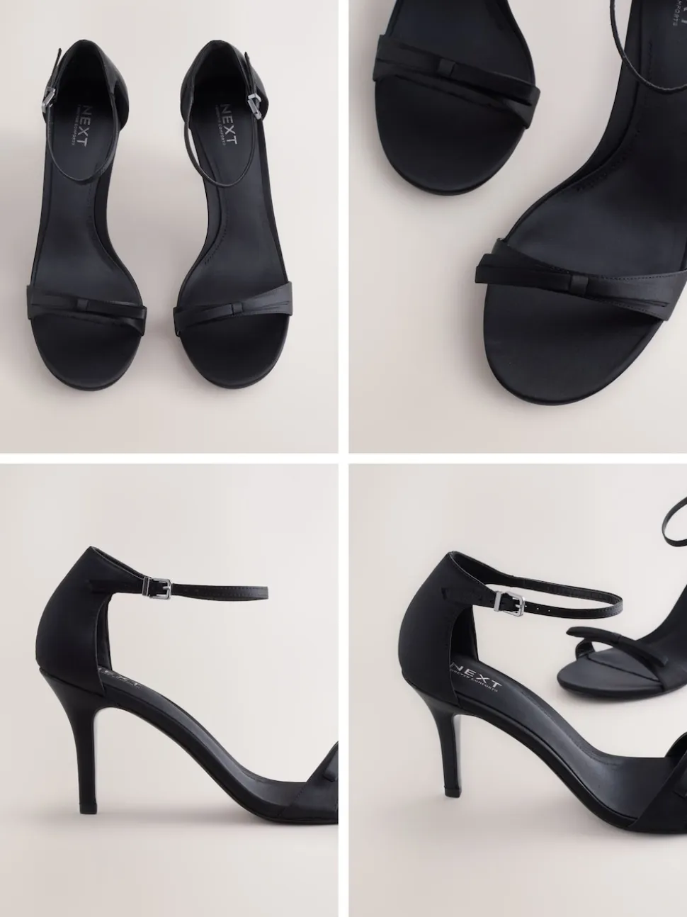 Noir - Mini sandales Forever Comfort® en satin à talons avec nœud