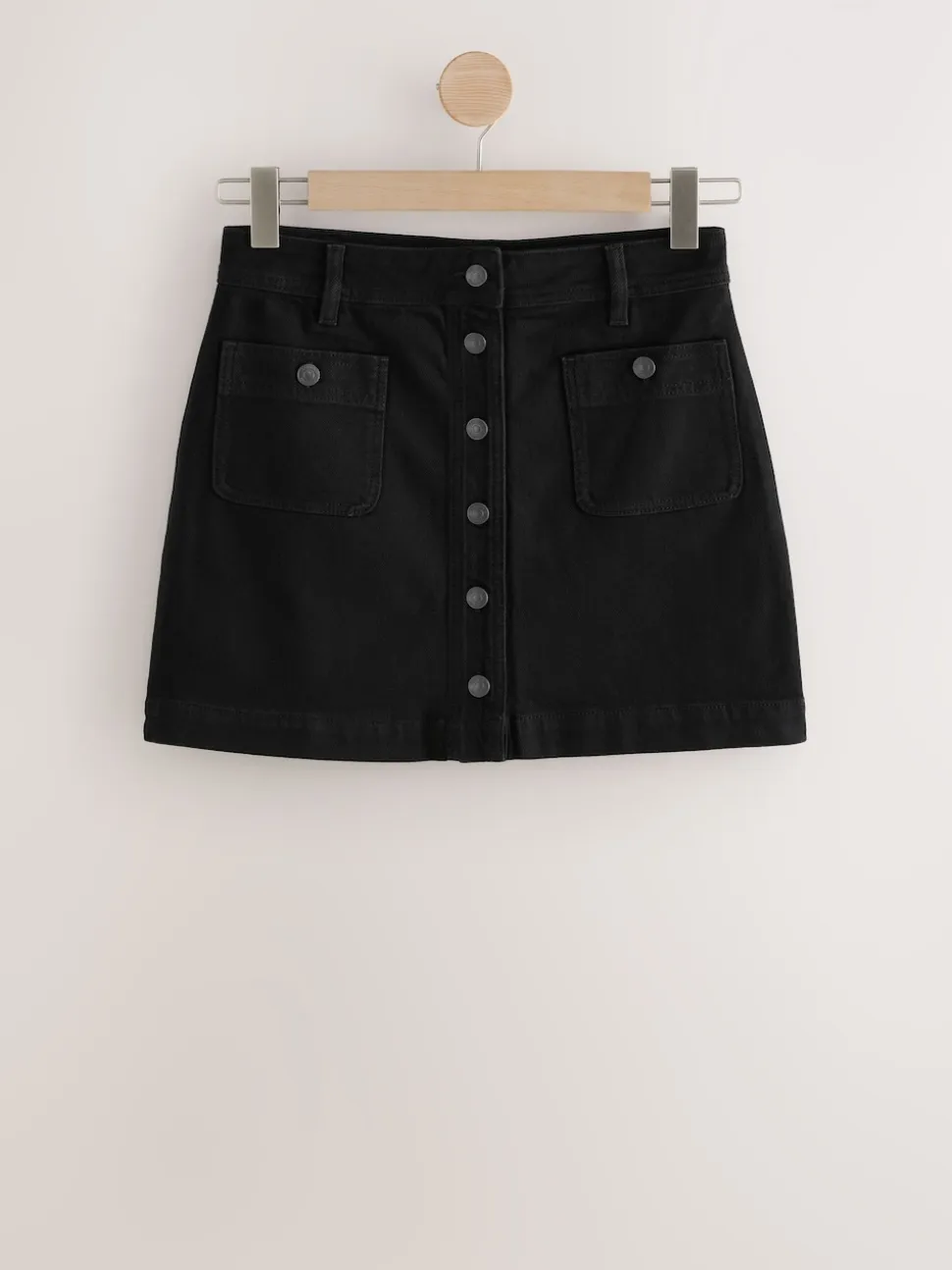 Noir - Minijupe Denim à poches plaquées