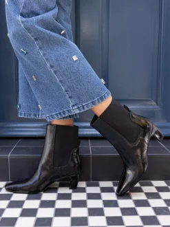 Noir - Novo bottines Kennedy incurvées à talon moyen Chelsea