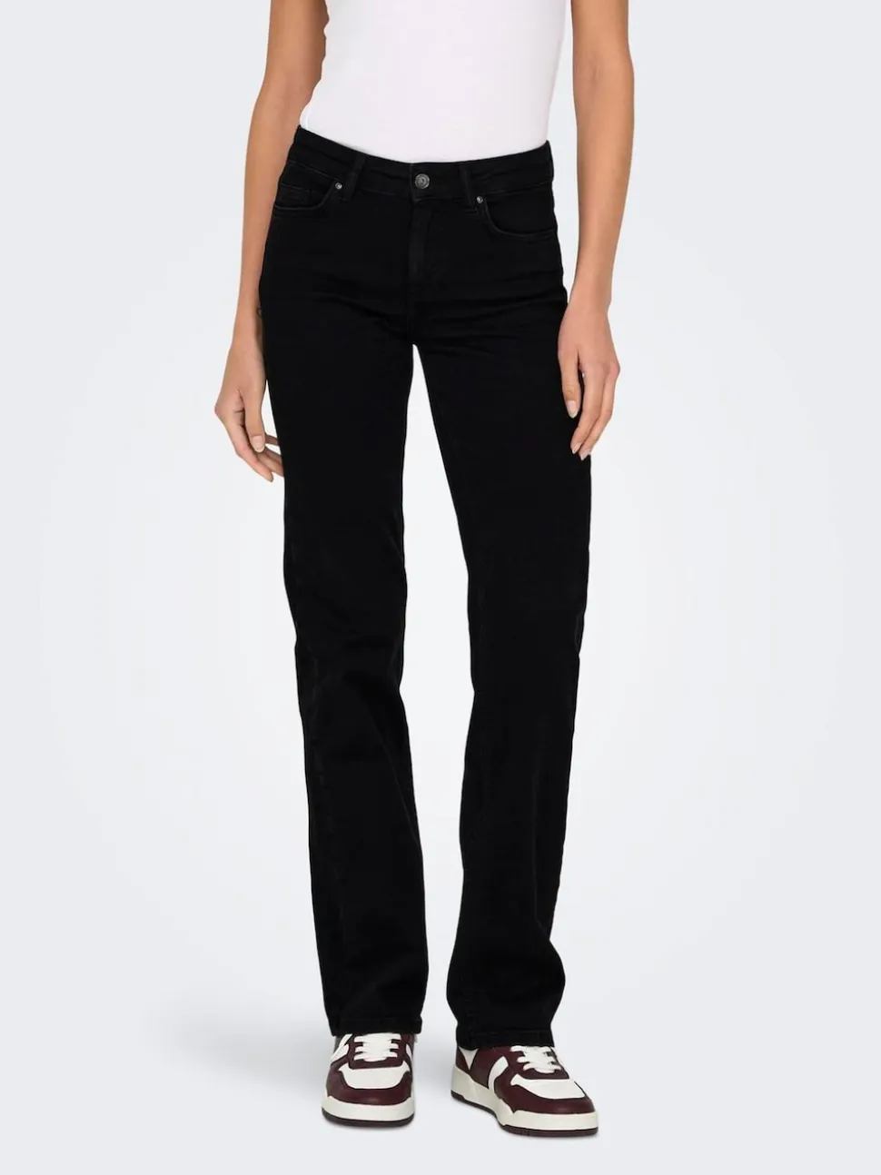 Noir - Only Jeans coupe droite blush taille mi-haute avec super extensible
