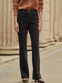 Noir - Pantalon bootcut en velours