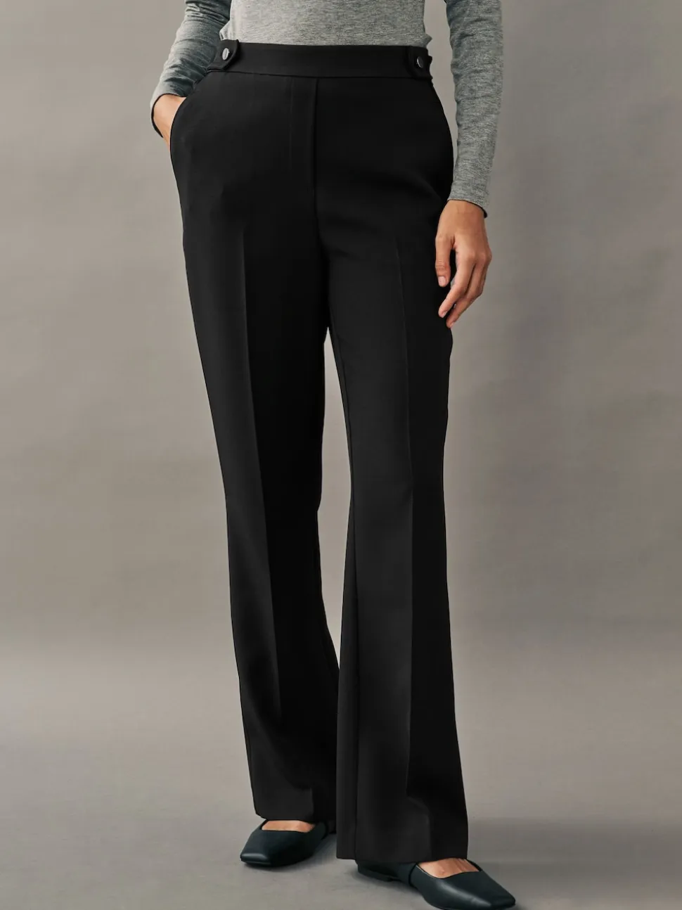 Noir - Pantalon bootcut habillé