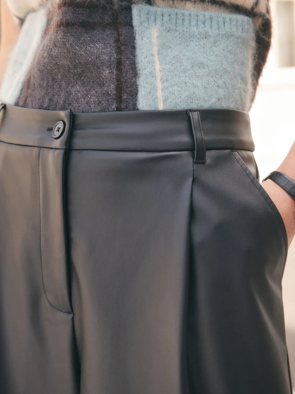 Noir - Pantalon Jort en similicuir