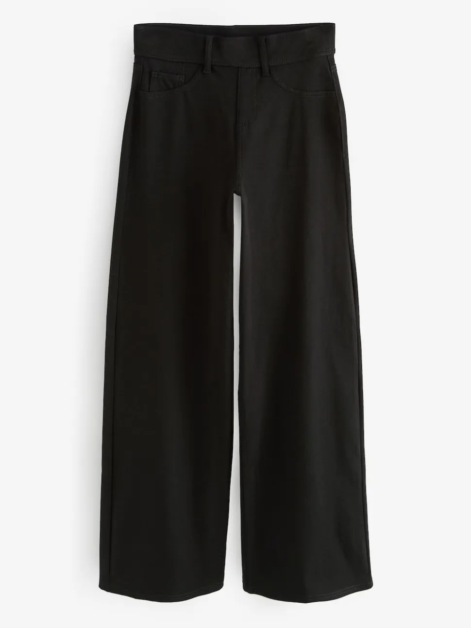 Noir - Pantalon large en denim de jersey