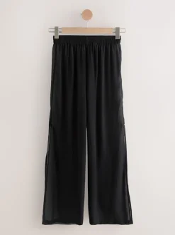 Noir - Pantalon large transparent Beach