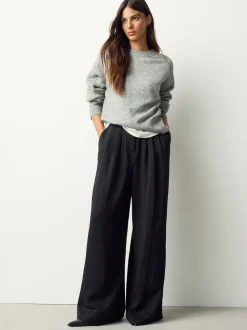 Noir - Pantalon plissé ultra-large