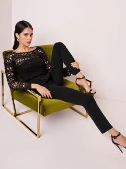 Noir - Pantalon sablier ajusté
