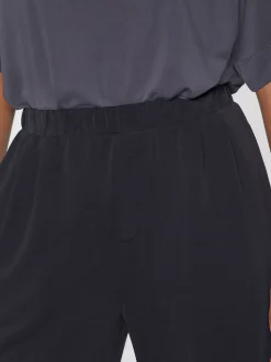 Noir - Pantalons Amples à enfiler en jersey ultra-doux modal Mélange