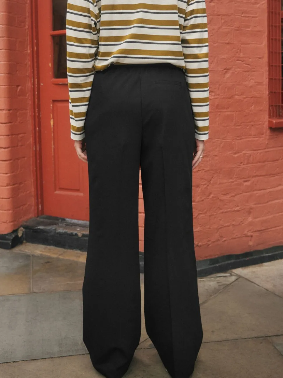 Noir - Pantalons amples à taille écharpe