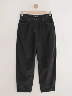 Noir - Pantalons coupe ballon en velours côtelé