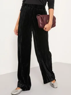 Noir - Pantalons FatFace à jambe large en velours effet froissé