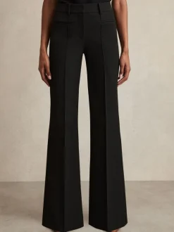 Noir - Pantalons évasés taille haute Reiss Claude