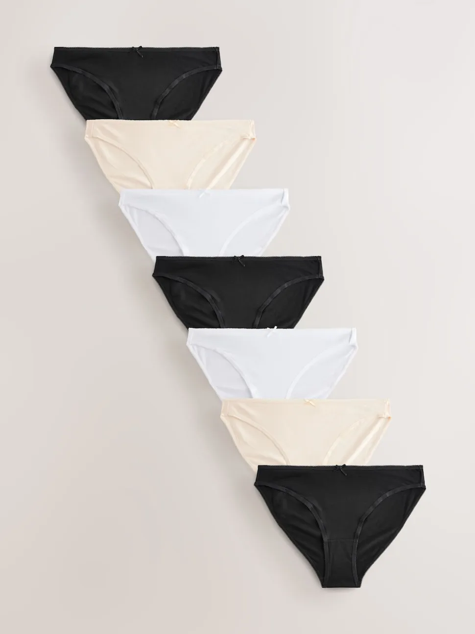 Noir / Pastel Rose Nude / Blanc - Culotte en coton riche 7 Pack