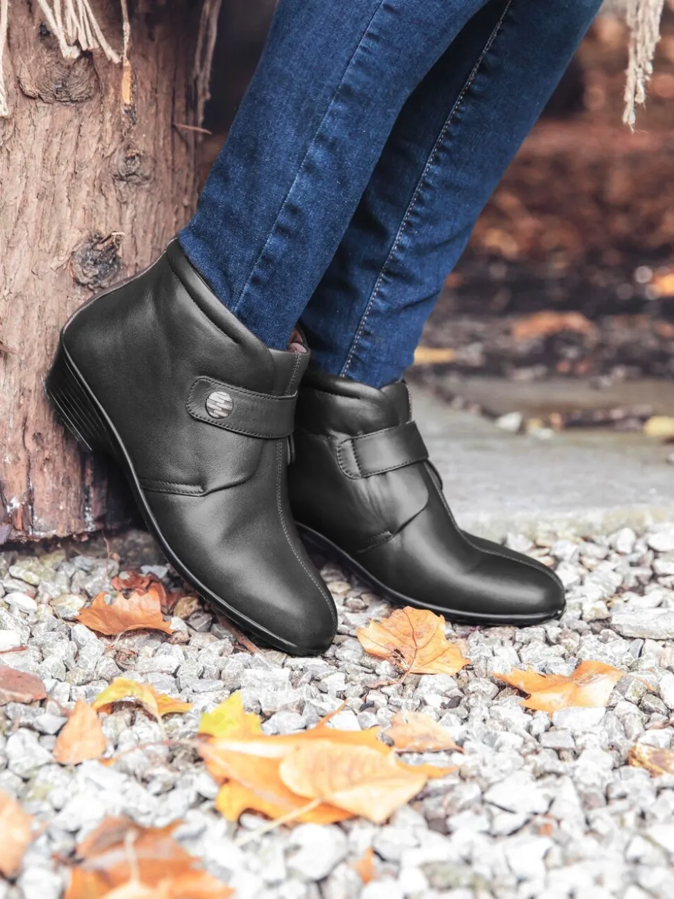 Noir - pavers Coupe ample Bottes/Bottines pour femme en cuir