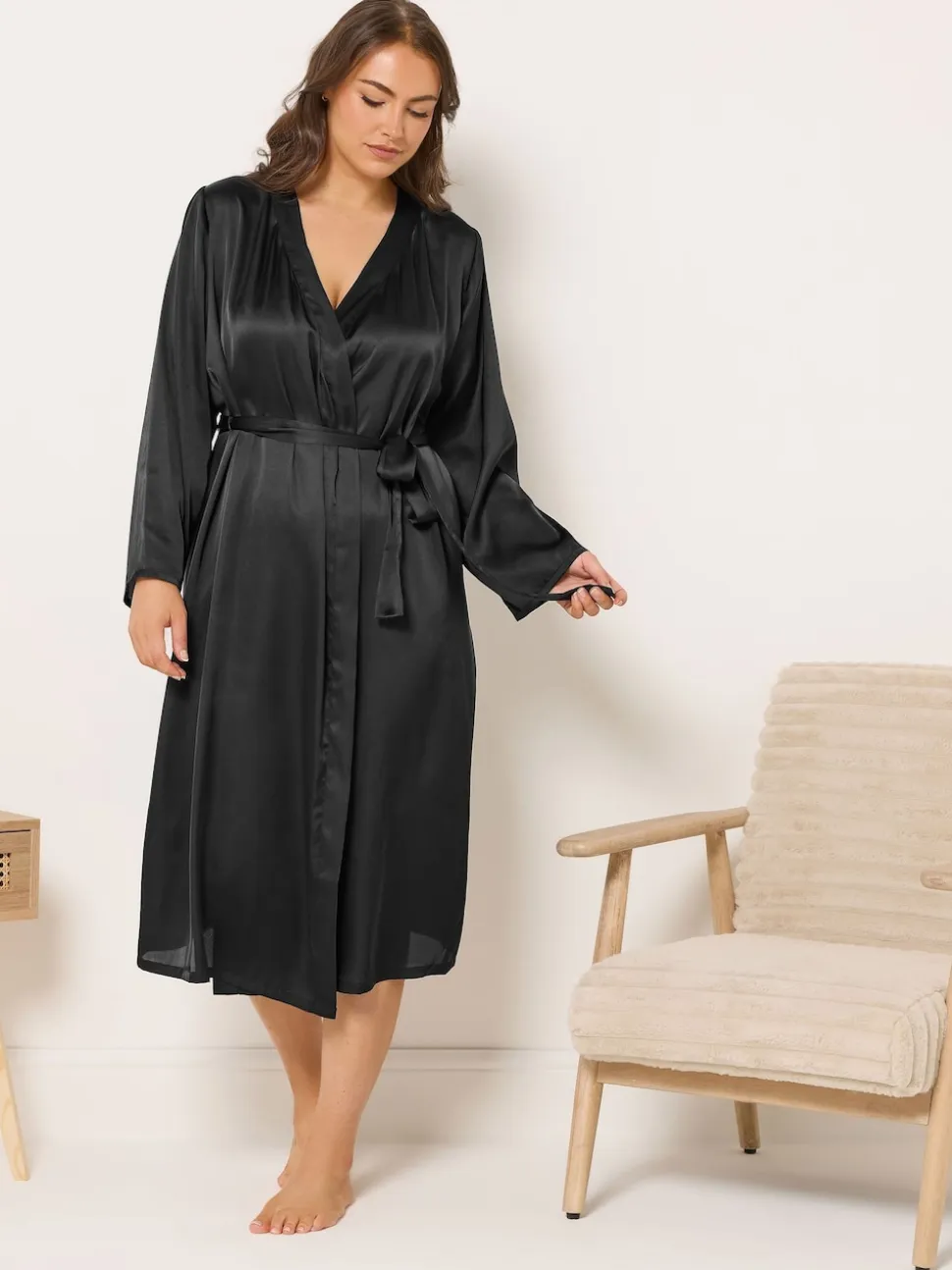 Noir - Peignoir Yours Curve en satin