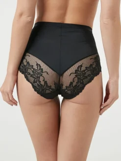 Noir / Praline Nude - Imprimé Gainant Culotte brésilienne dos lacé 2 Lot