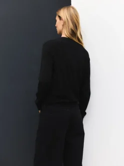 Noir - Pull col rond riche en coton au toucher doux