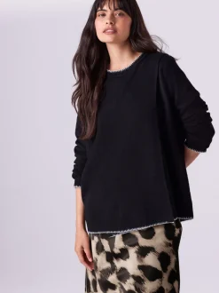 Noir - Pull d’allaitement en maille Grossesse
