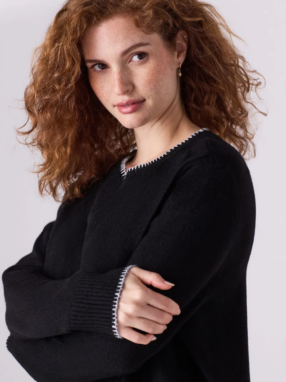 Noir - Pull d’allaitement en maille Grossesse
