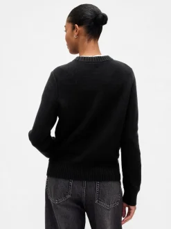 Noir - Pull Gap en maille torsadée de coton