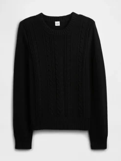 Noir - Pull Gap en maille torsadée de coton