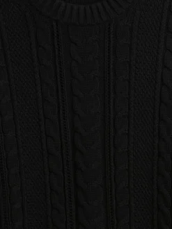 Noir - Pull Gap en maille torsadée de coton