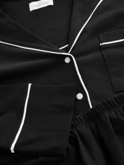 Noir - Pyjamas de Grossesse boutonné en jersey