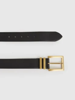 Noir - Reiss Brompton Leather Square Buckle Ceintures