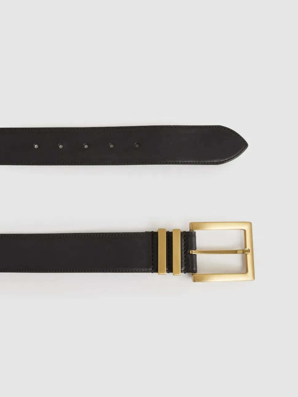 Noir - Reiss Brompton Leather Square Buckle Ceintures