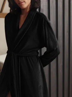 Noir - Robe de chambre Studio douillette en velours côtelé