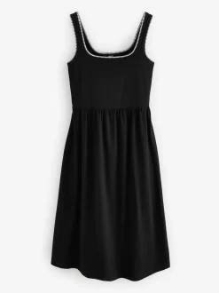 Noir - Robe d’été mi-longue en jersey