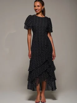 Noir - Robe Jolie Moi Midaxi en mousseline à volants