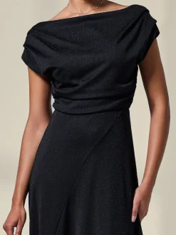 Noir - Robe mi-longue Jolie Moi drapée asymétrique