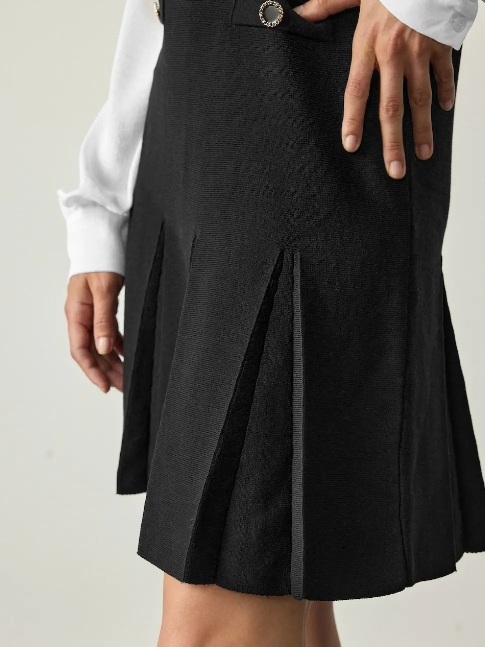 Noir - Robe Tablier en maille à superpositions