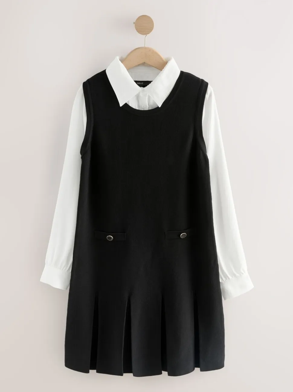 Noir - Robe Tablier en maille à superpositions