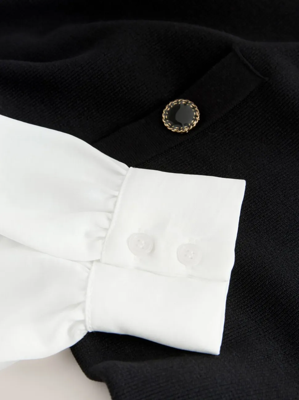 Noir - Robe Tablier en maille à superpositions